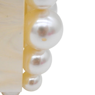 CULT GAIA | Ivory Marbled Acrylic Faux-Pearl Box Clutch