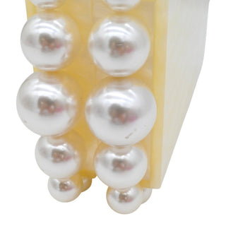 CULT GAIA | Ivory Marbled Acrylic Faux-Pearl Box Clutch