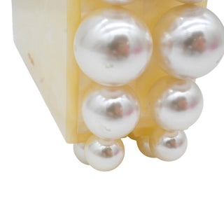 CULT GAIA | Ivory Marbled Acrylic Faux-Pearl Box Clutch