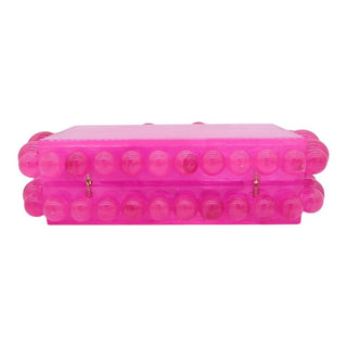 CULT GAIA | Pink Marbled Acrylic Bubble Box Clutch