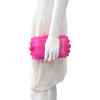 CULT GAIA | Pink Marbled Acrylic Bubble Box Clutch