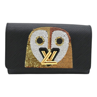 Epi Leather Night Bird Sequin Twist Chain Wallet