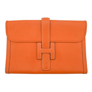 Orange Jige Elan Swift Leather Clutch