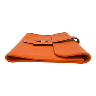HERMES | Orange Jige Elan Swift Leather Clutch