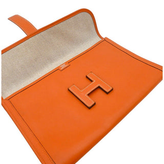 HERMES | Orange Jige Elan Swift Leather Clutch