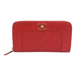 CHANEL | Red CC Mademoiselle Zip Around Wallet