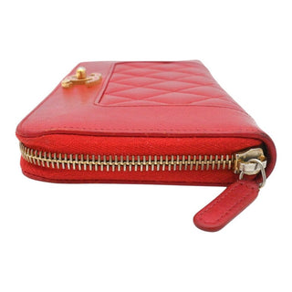CHANEL | Red CC Mademoiselle Zip Around Wallet