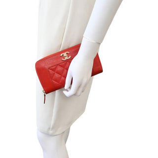 CHANEL | Red CC Mademoiselle Zip Around Wallet