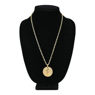 YSL | Gold-Tone YSL Logo Medallion Pendant Necklace