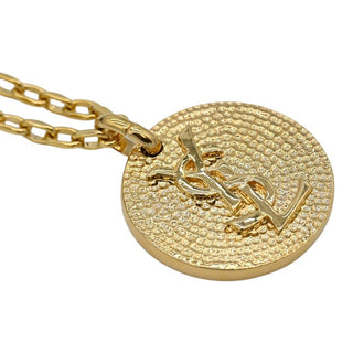 YSL | Gold-Tone YSL Logo Medallion Pendant Necklace
