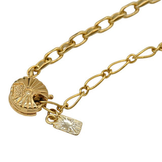 YSL | Gold-Tone YSL Logo Medallion Pendant Necklace