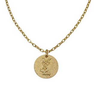 YSL | Gold-Tone YSL Logo Medallion Pendant Necklace