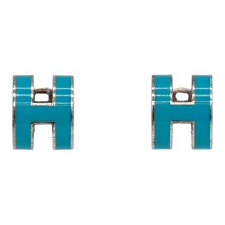 Mini Pop H Blue Enamel Stud Earrings