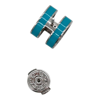 HERMES | Mini Pop H Blue Enamel Stud Earrings