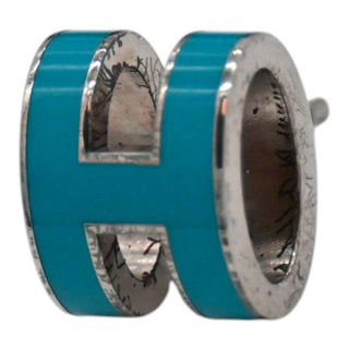 HERMES | Mini Pop H Blue Enamel Stud Earrings