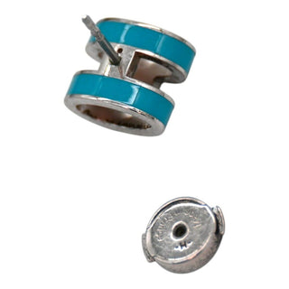 HERMES | Mini Pop H Blue Enamel Stud Earrings