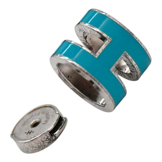 HERMES | Mini Pop H Blue Enamel Stud Earrings