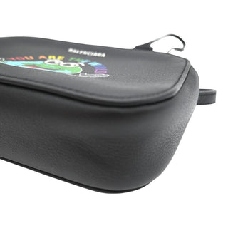 You Are The World Mini Camera Bag Black Leather Crossbody