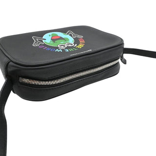 You Are The World Mini Camera Bag Black Leather Crossbody
