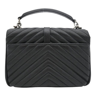 Black College Matelassé Leather Chain Shoulder Bag