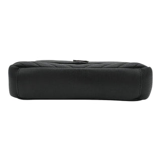 Black College Matelassé Leather Chain Shoulder Bag