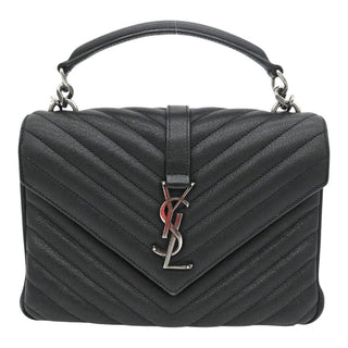 Black College Matelassé Leather Chain Shoulder Bag