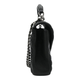 Black College Matelassé Leather Chain Shoulder Bag