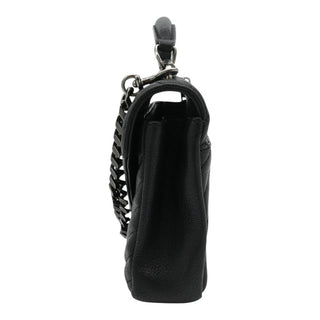 Black College Matelassé Leather Chain Shoulder Bag