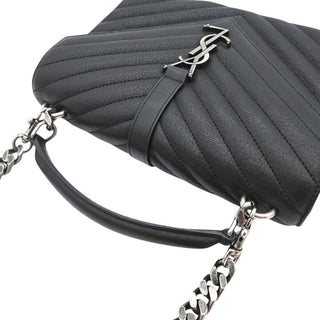 Black College Matelassé Leather Chain Shoulder Bag