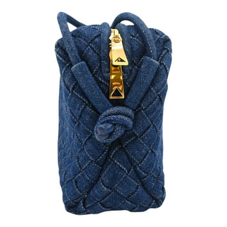 Denim Intrecciato Loop Camera Crossbody Bag