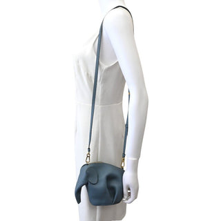 Slate Blue Leather Elephant Mini Crossbody Bag