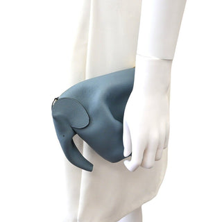Slate Blue Leather Elephant Mini Crossbody Bag