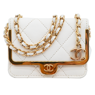 White Quilted Leather Mini Belt Bag