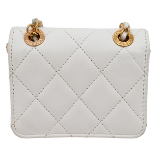 White Quilted Leather Mini Belt Bag