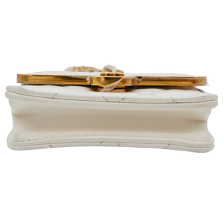 White Quilted Leather Mini Belt Bag