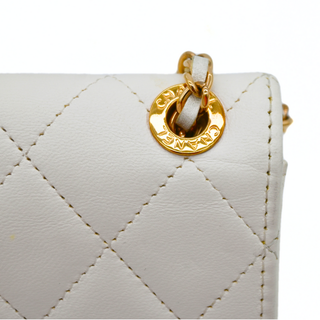 White Quilted Leather Mini Belt Bag