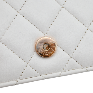 White Quilted Leather Mini Belt Bag
