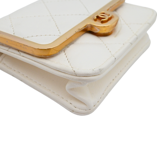 White Quilted Leather Mini Belt Bag