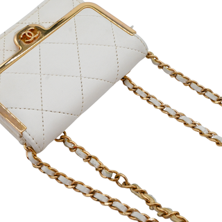 White Quilted Leather Mini Belt Bag
