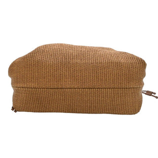 BRUNELLO CUCINELLI | Tan Raffia Leather Trim Beaded Tote Bag