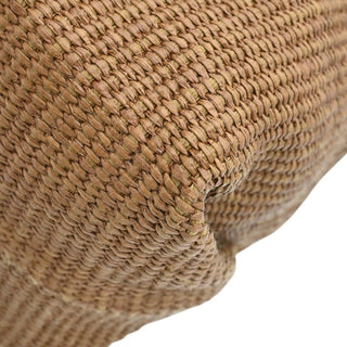 BRUNELLO CUCINELLI | Tan Raffia Leather Trim Beaded Tote Bag