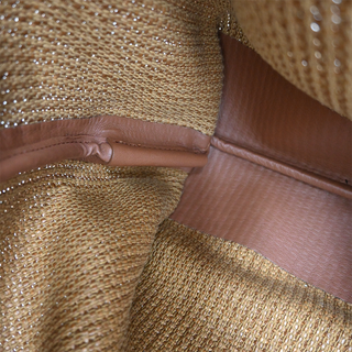 BRUNELLO CUCINELLI | Tan Raffia Leather Trim Beaded Tote Bag