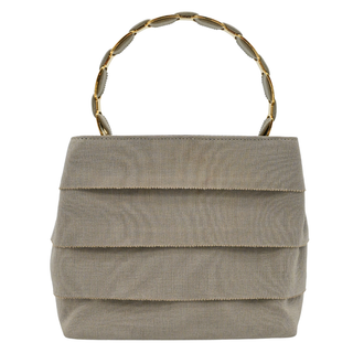 Taupe Layered Grosgrain Mini Top Handle Bag