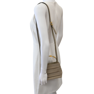 Taupe Layered Grosgrain Mini Top Handle Bag