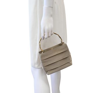 Taupe Layered Grosgrain Mini Top Handle Bag