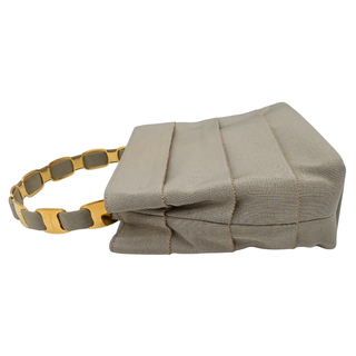 Taupe Layered Grosgrain Mini Top Handle Bag
