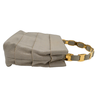Taupe Layered Grosgrain Mini Top Handle Bag