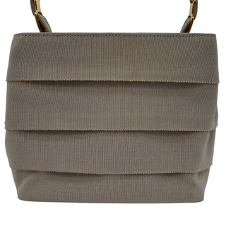 Taupe Layered Grosgrain Mini Top Handle Bag