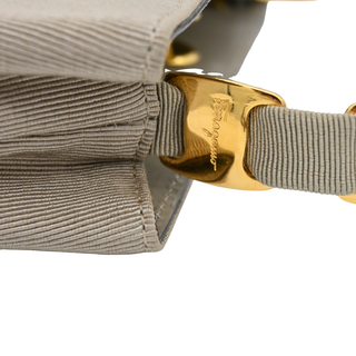 Taupe Layered Grosgrain Mini Top Handle Bag