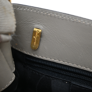 Taupe Layered Grosgrain Mini Top Handle Bag